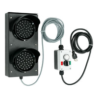 4 Inch traffic light with control box and cables on a white background.