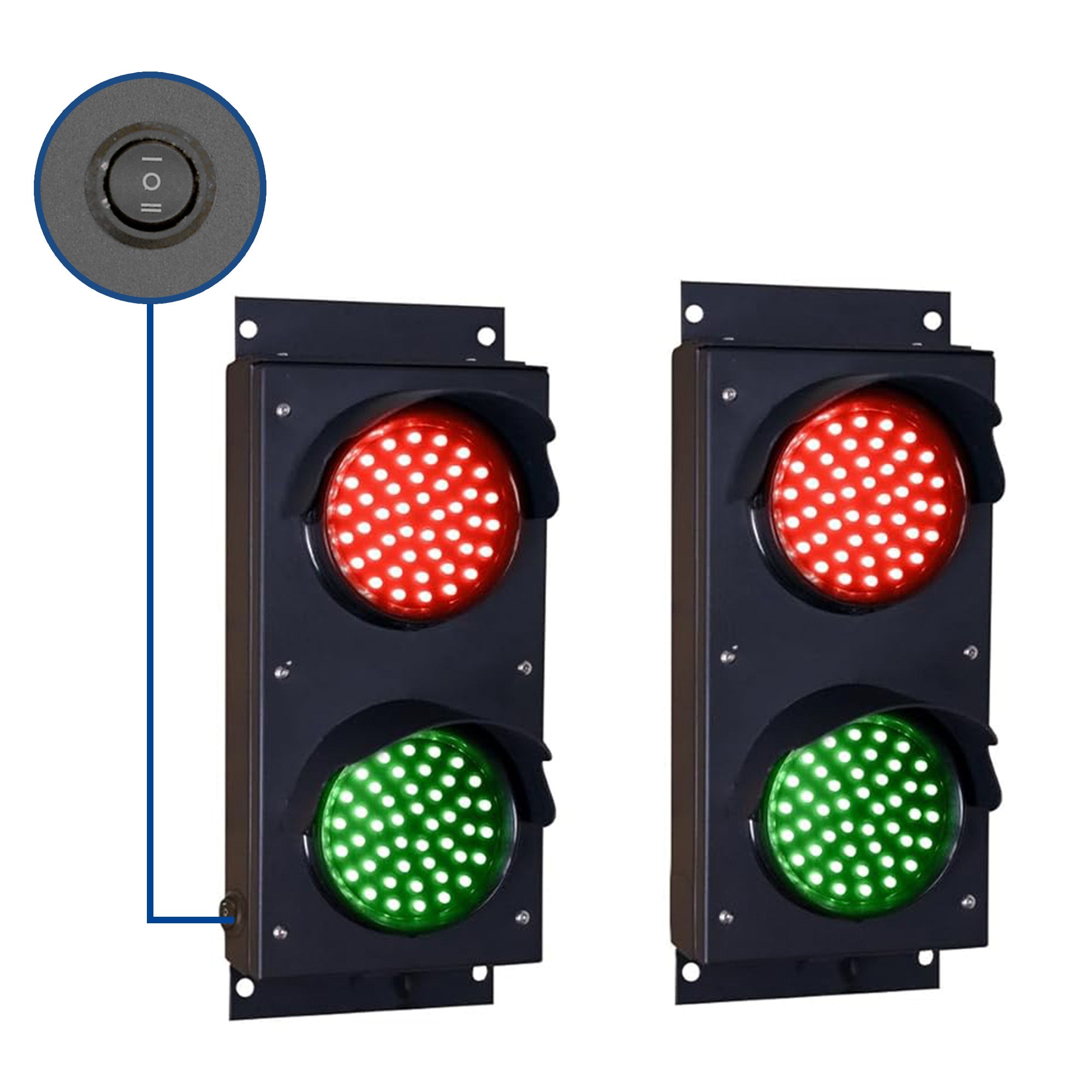 Two-Way Stop-Go Loading Dock Safety LED Light Pair 4 Inch Diameter Len ...