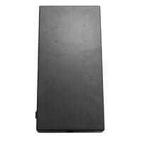 Front perspective of black aluminum traffic light with rocker power switch.