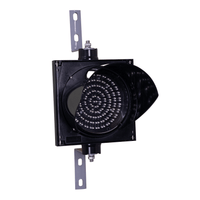 Black 8 inch single lens traffic light with steel mounting brackets on a white background.