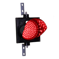 Red 8 inch traffic light on a white background.