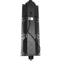 Black triple traffic light rear on a white background.