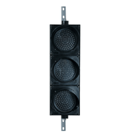 A vertical LED traffic light mounted on a black housing with a mounting bracket on top and bottom.