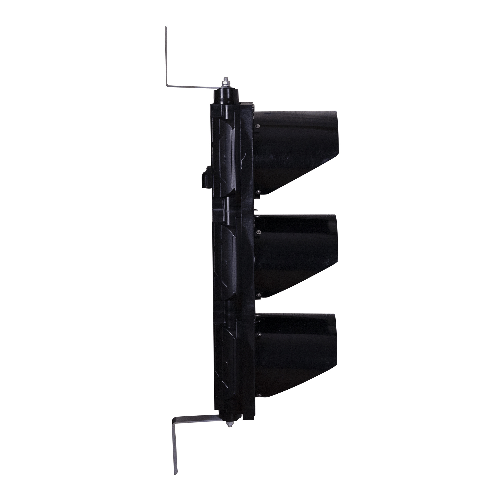 Wireless triple 8 inch traffic light with on a white background.