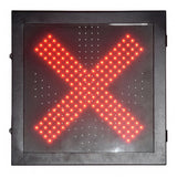 Black LED sign with red  'X' symbol on a white background