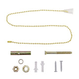 Pull chain, screws, nuts and washers on a white background.