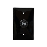 A black wall plate with a central black circular audible alarm component featuring a speaker icon on a white background.