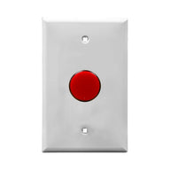 Wall plate with red LED pilot lights mounted on a white background.