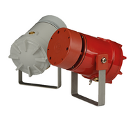 Red and gray alarm horns on a white background.